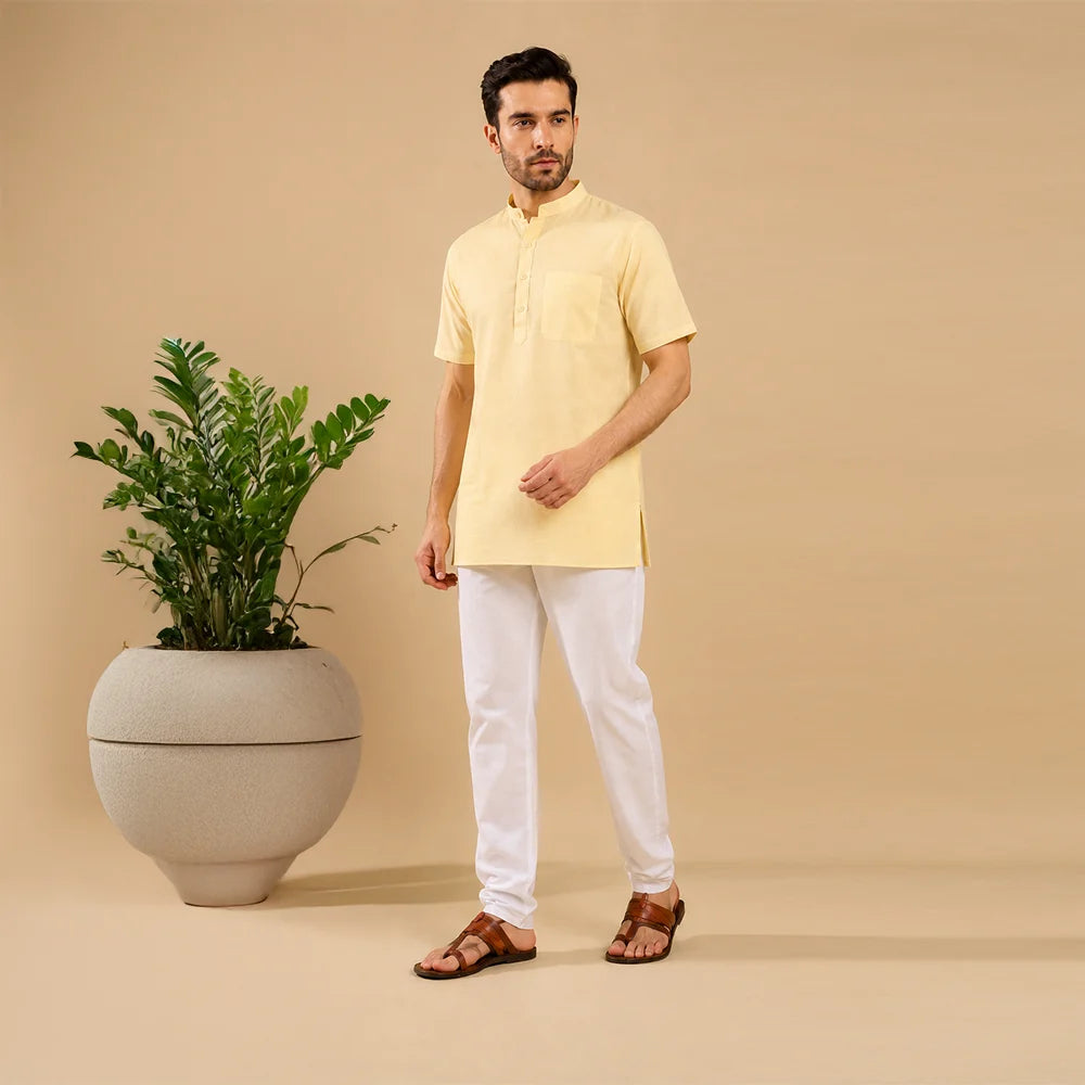Khadi Men’s Cotton Kurta (Half Sleeves)