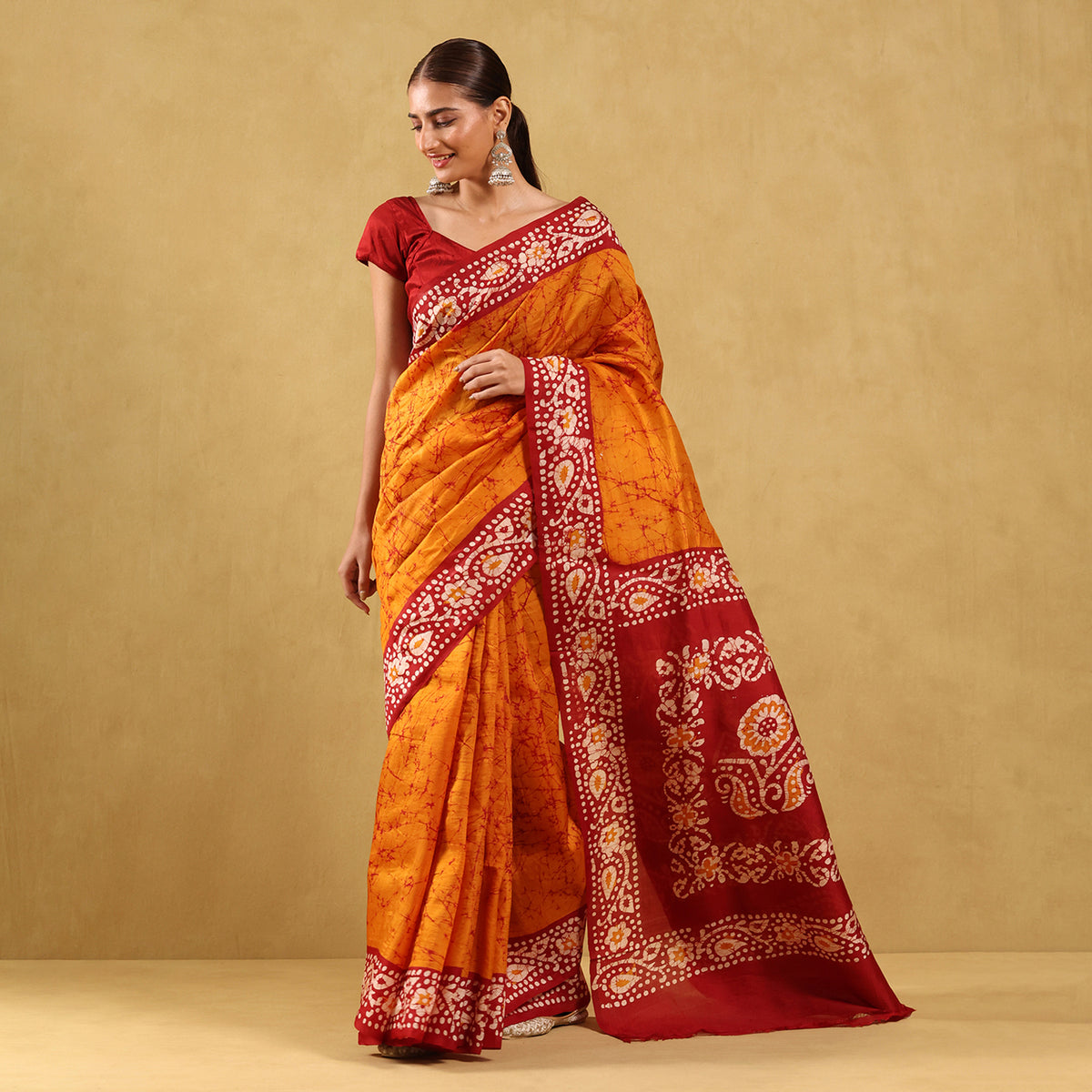 Khadi Printed Saree (All over) Batik Fancy Design