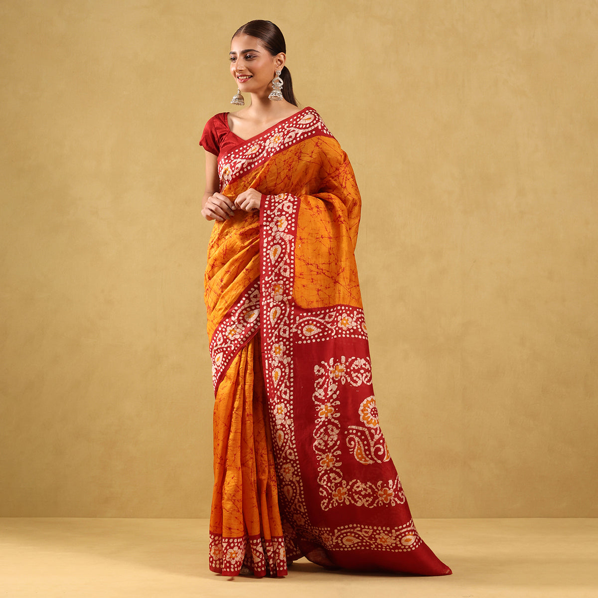 Khadi Printed Saree (All over) Batik Fancy Design