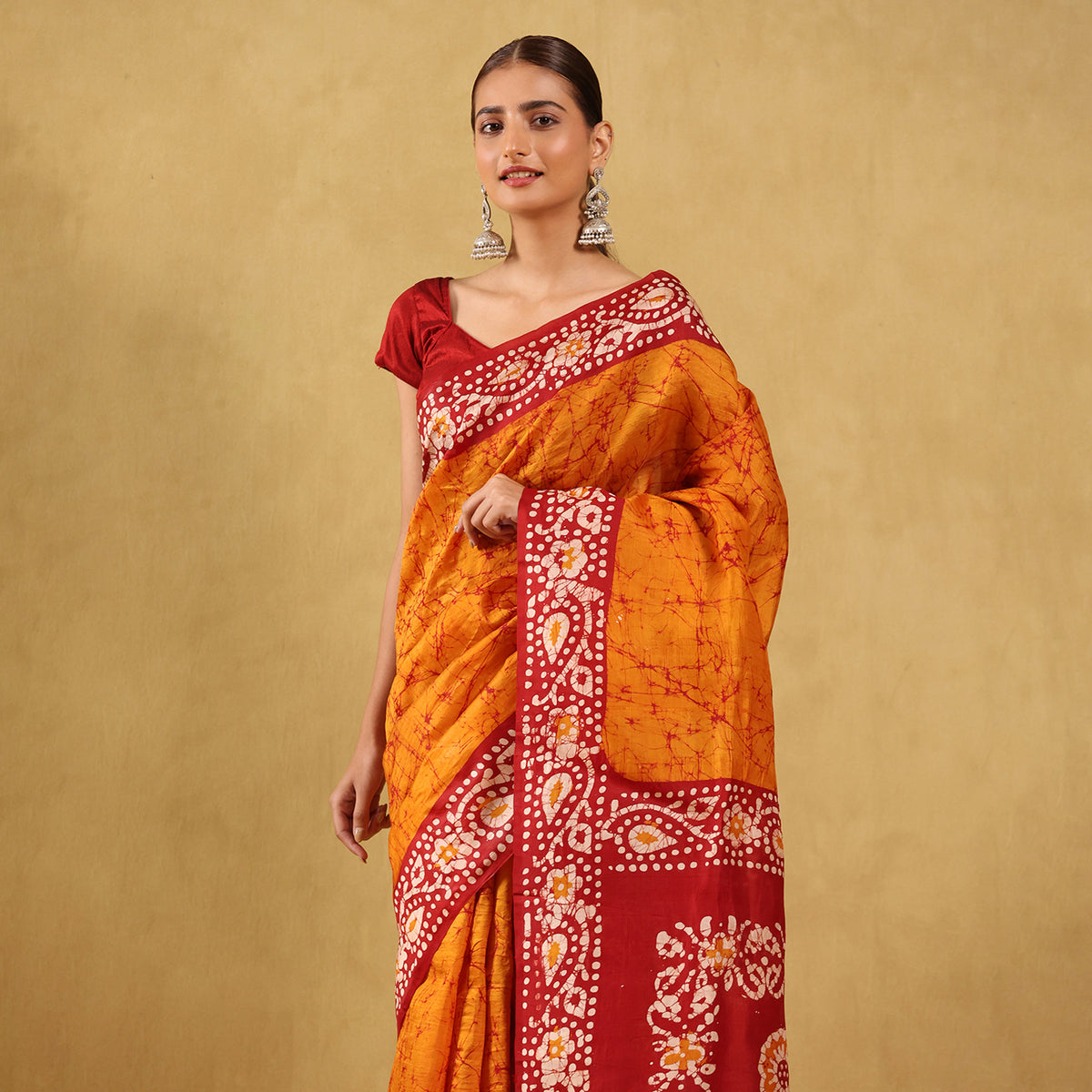 Khadi Printed Saree (All over) Batik Fancy Design