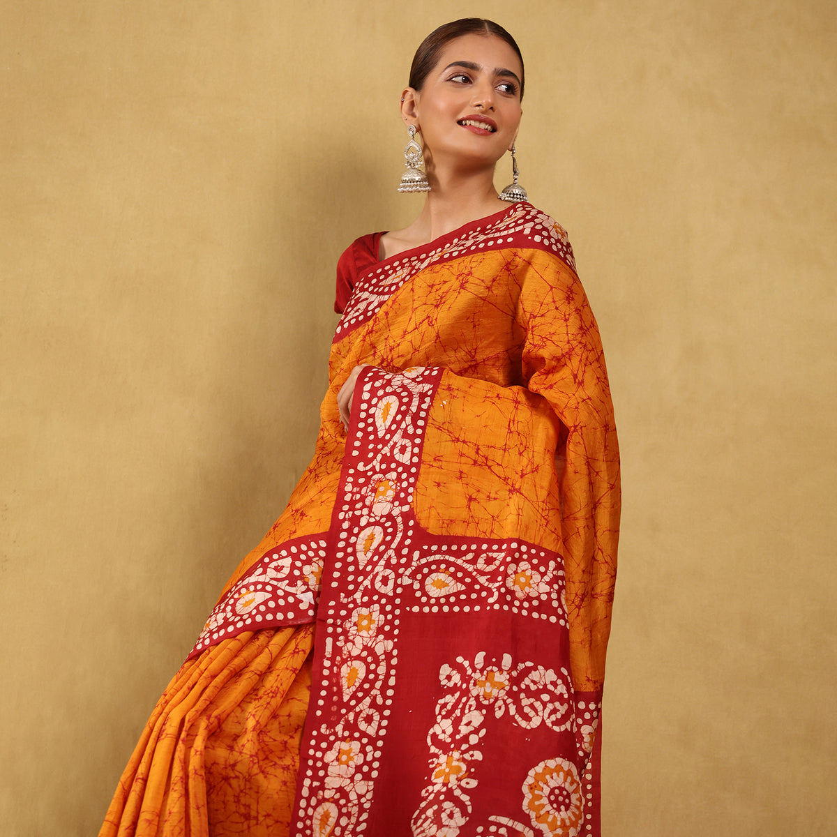 Khadi Printed Saree (All over) Batik Fancy Design