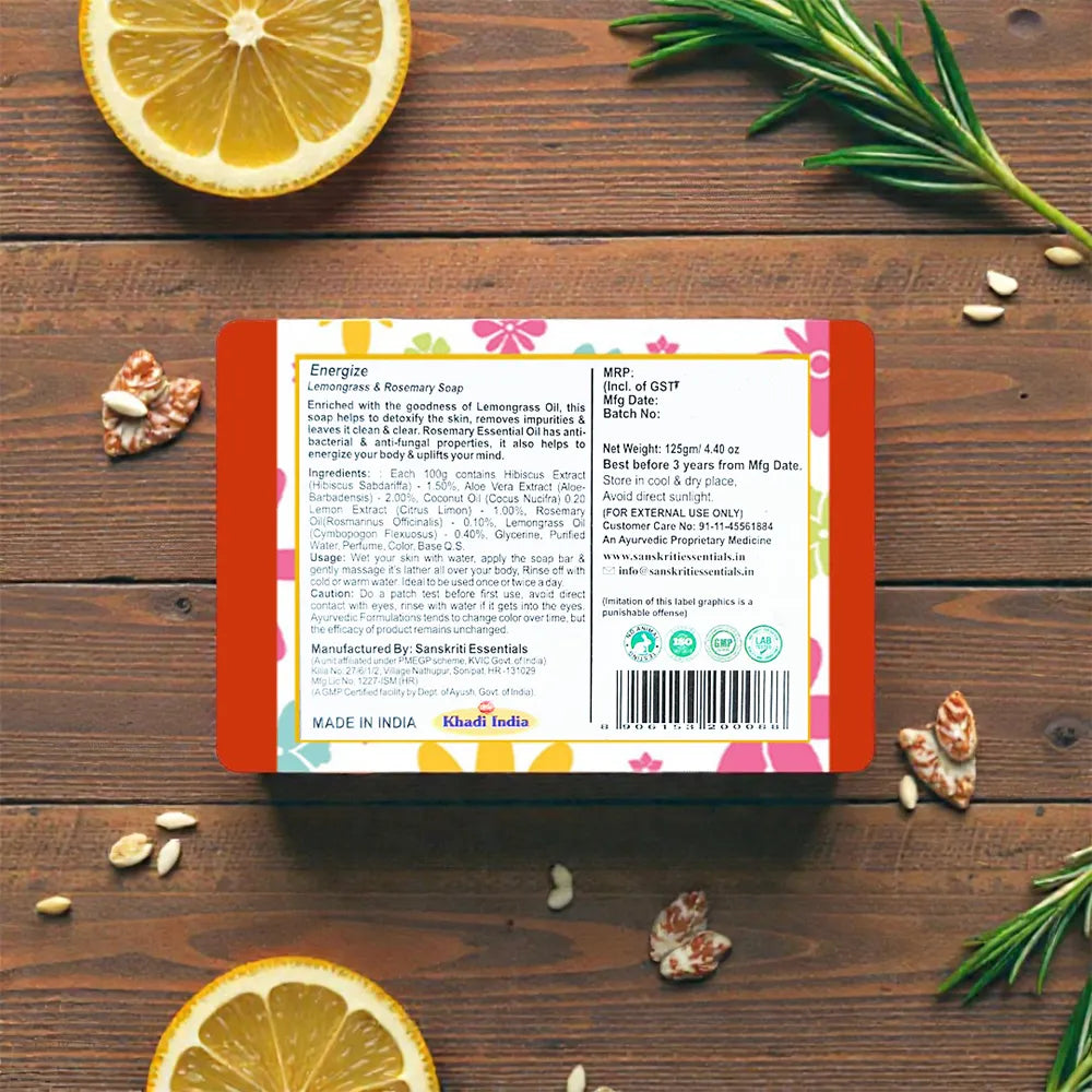 Energize- Lemongrass & Rosemary Soap